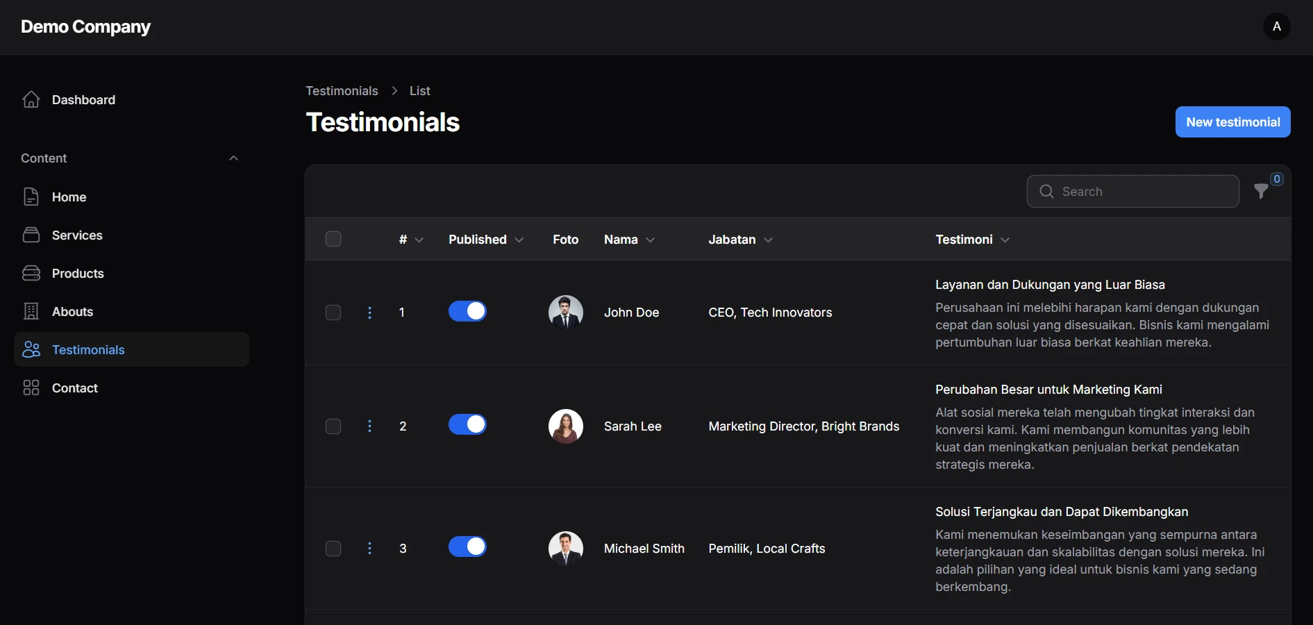 Image of Demo Company Profile